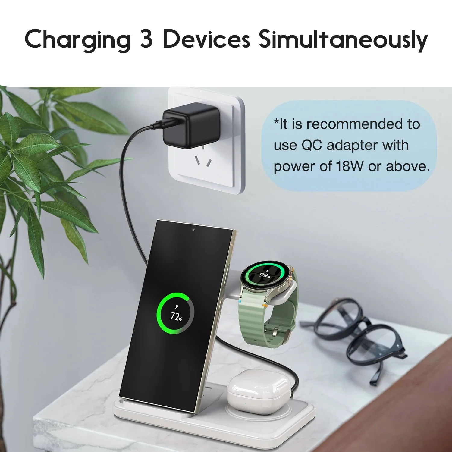 Desktop 3-in-1 Wireless Charge - Wireless Charger Watch 评论和价格