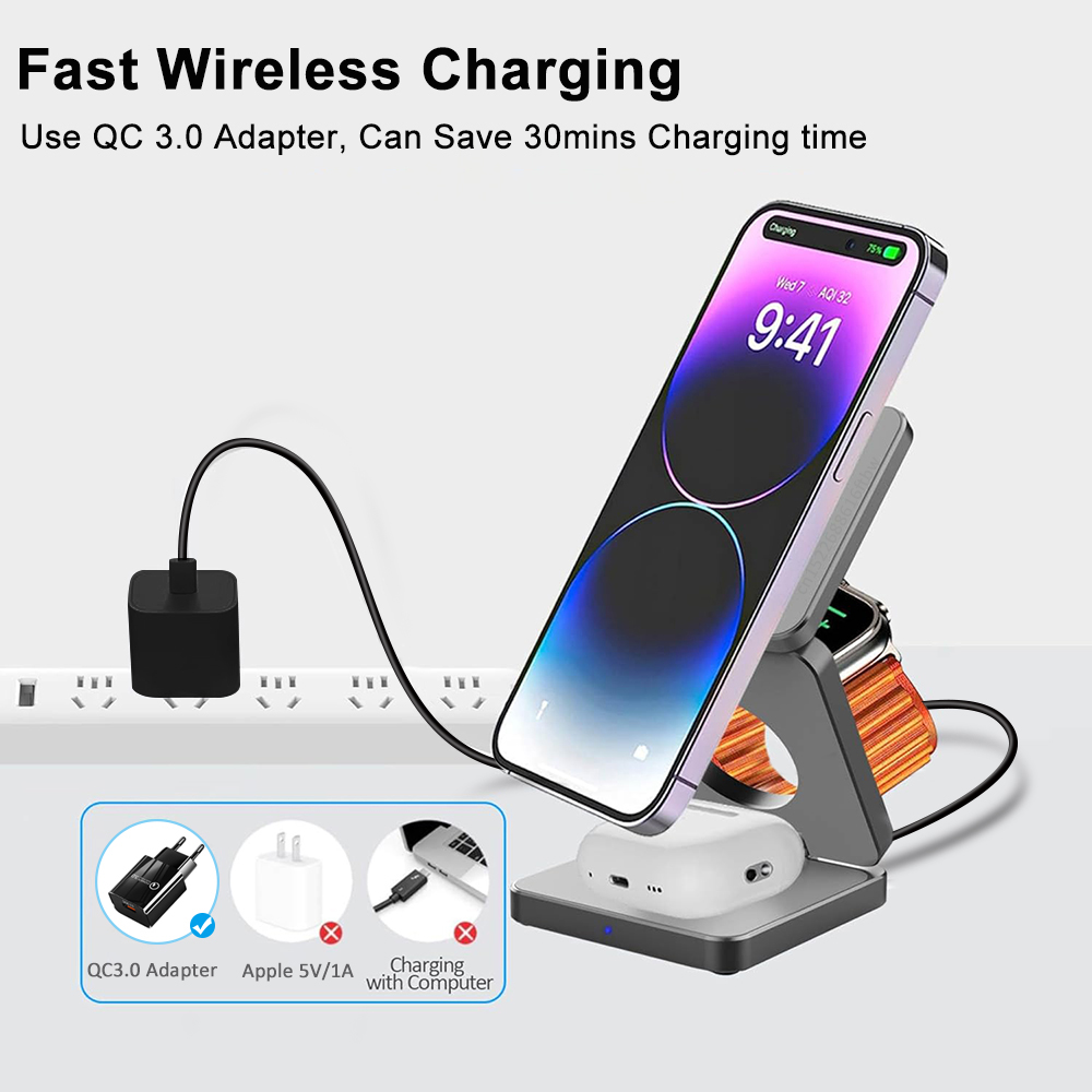 3 in 1 Foldable Magnetic Wirel - Smartwatch Ac 评论和价格