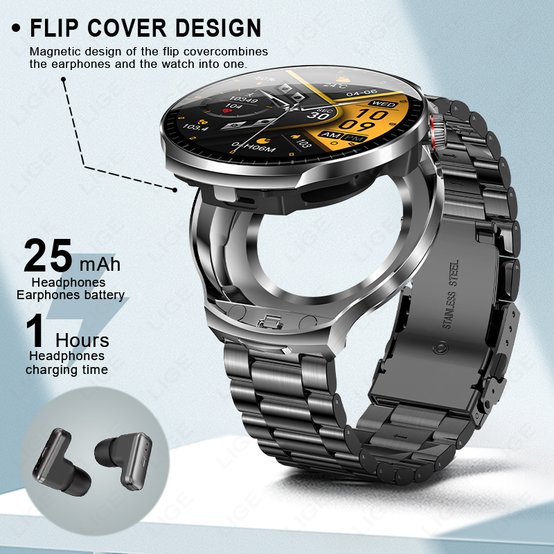 LIGE TWS 2 In 1 Headset Smart  - Smartwatch Headset 评论和价格