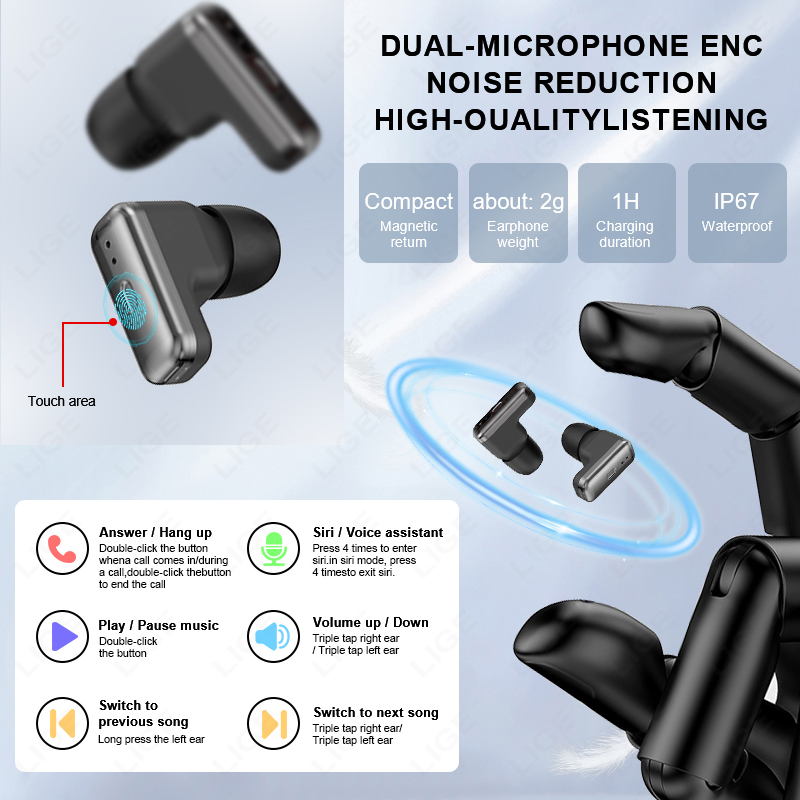 LIGE TWS 2 In 1 Headset Smart  - Smartwatch Headset 评论和价格
