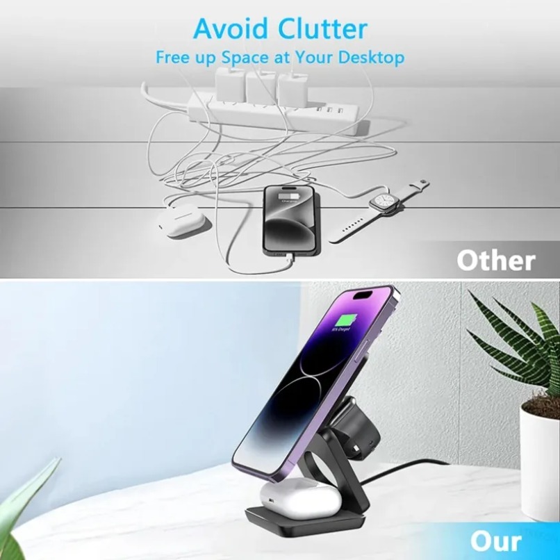 3 in 1 Foldable Magnetic Wirel - Wireless Charger Watch 评论和价格